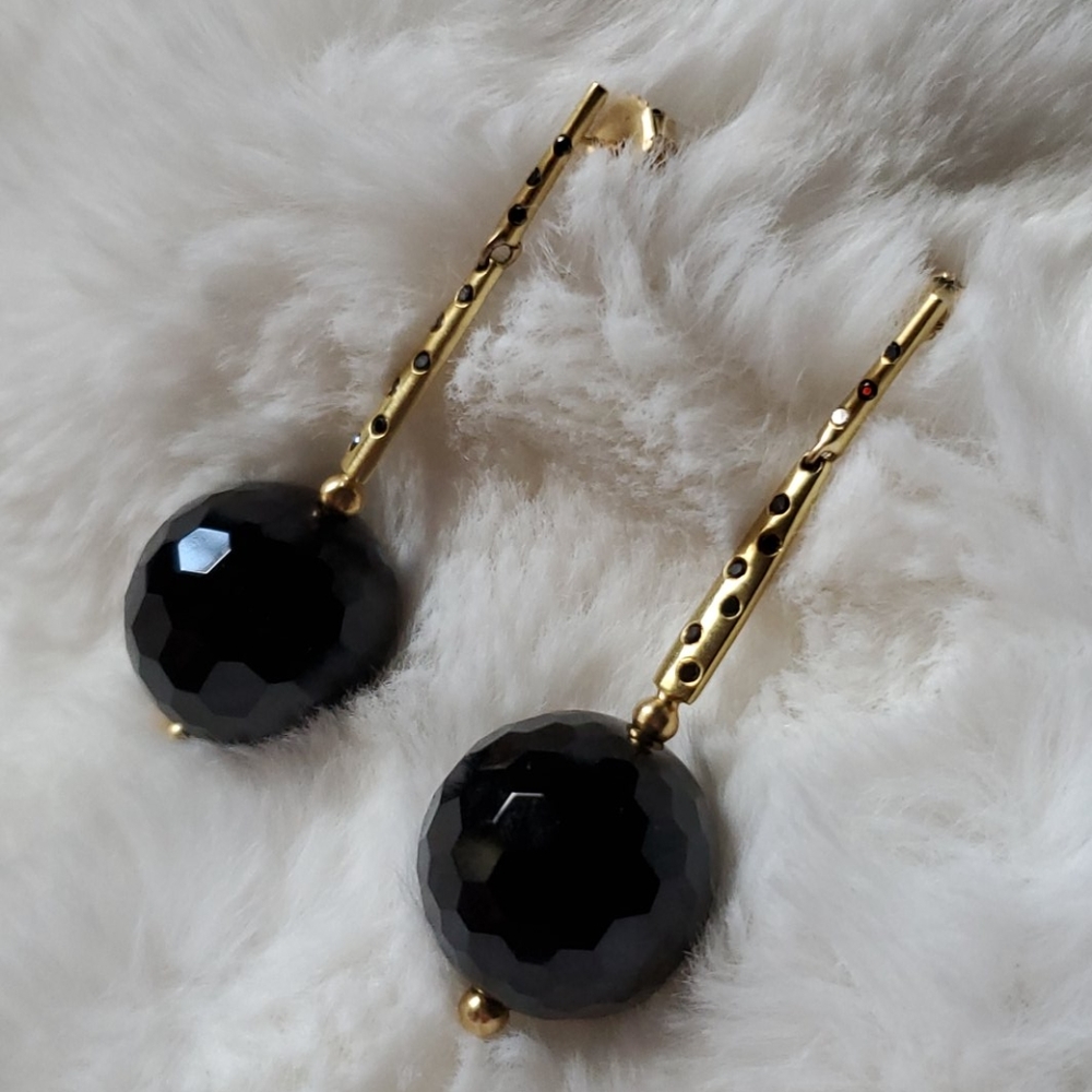18k black diamond black onyx earrings